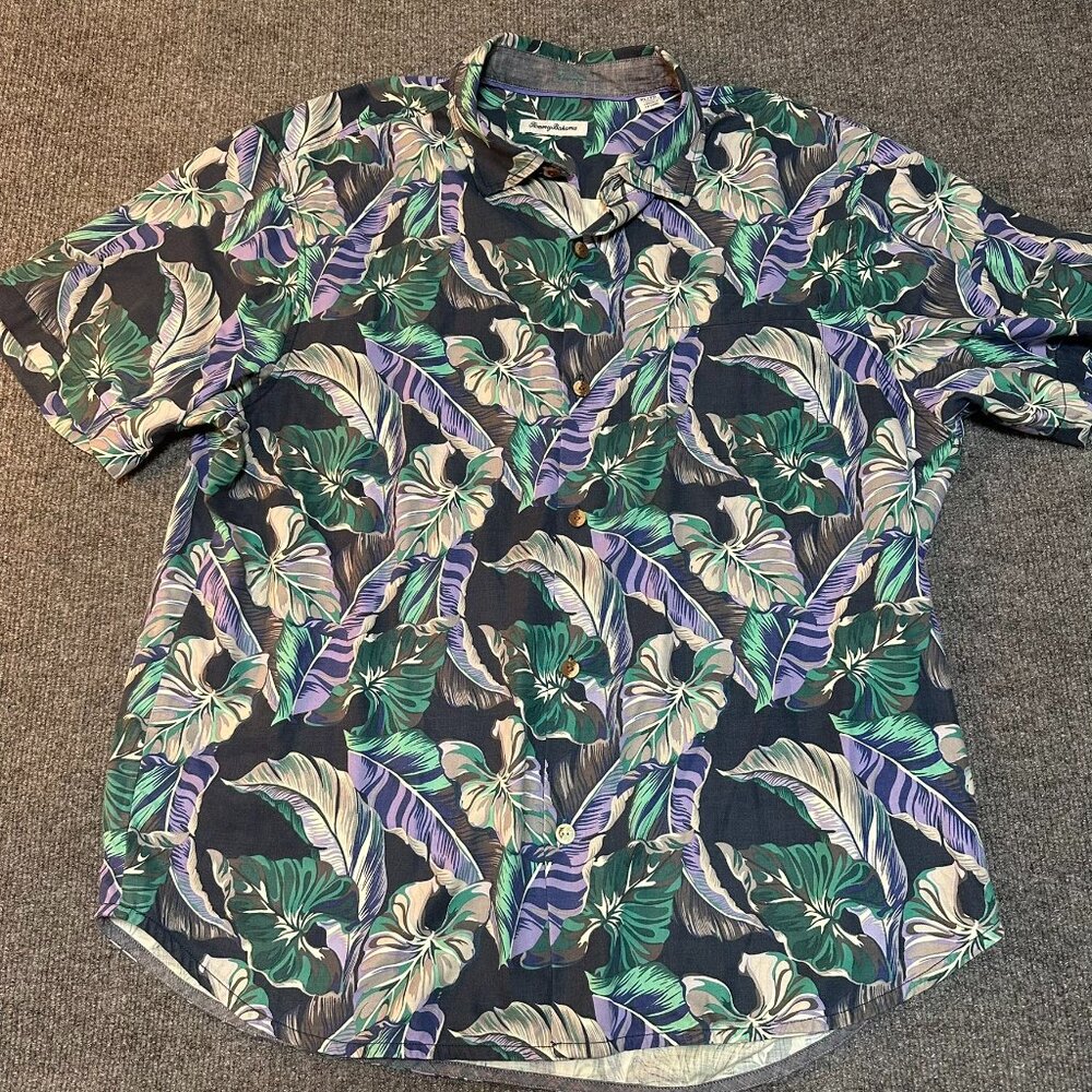 Tommy Bahama Men's XL Shirt Button Up Island Zone Hawaiian Floral Short Sleeve